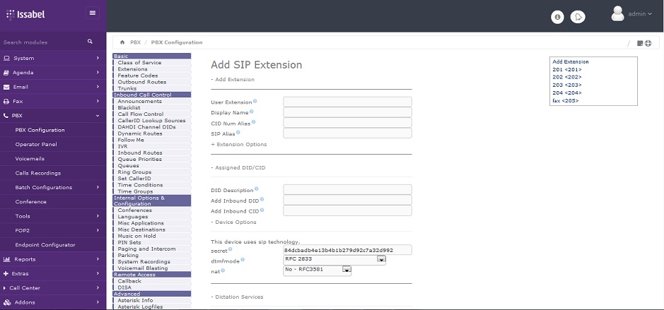 issabel add extension ساخت داخی در ایزابل
