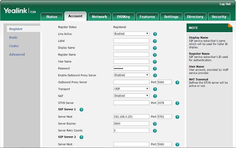 تنظیمات تلفن ip یالینک t19p تنظیمات تلفن ip یالینک t19p