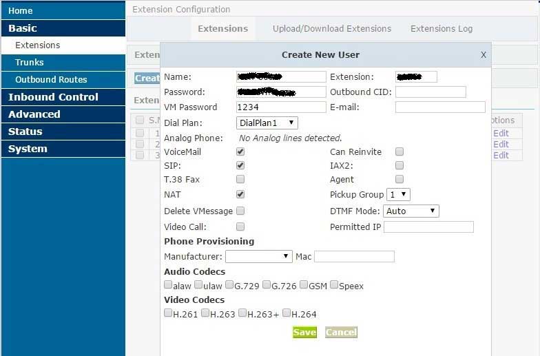 تنظیمات داخلی ippbx تنظیمات داخلی ippbx